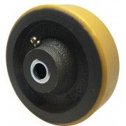 Yellow Polyurethane Wheel 75mm Cast Iron 12mm Roller Bearing