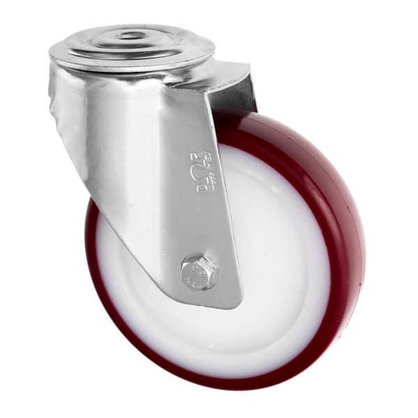 125mm Polyurethane Bolt Hole Swivel Castors