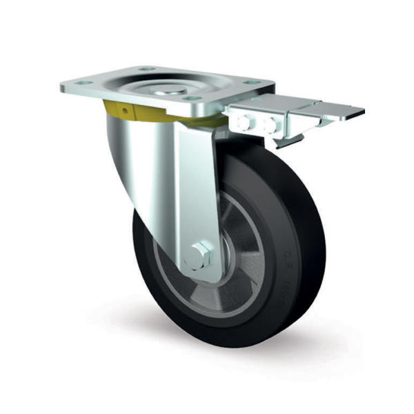 200mm Heavy Duty Rubber Castor Wheel with Directional Lock