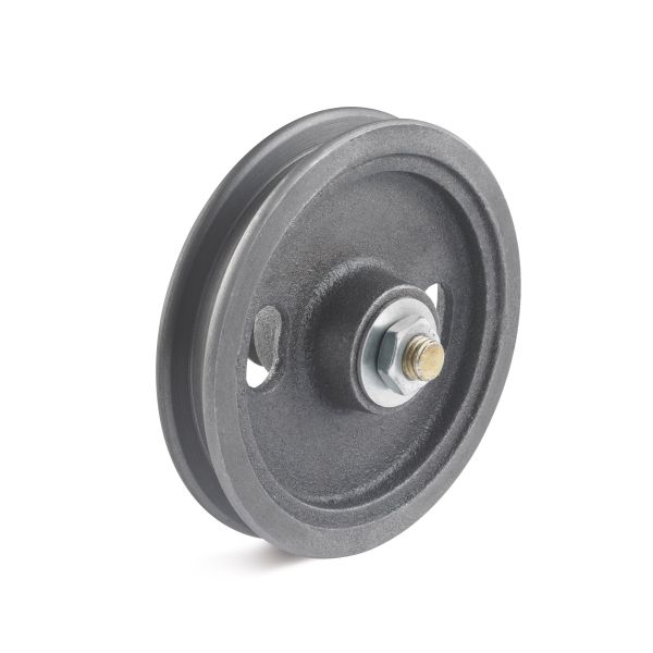 V-Grooved Cast Iron Wheels with M10 x 69mm Roller Bearing Axle