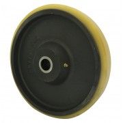 Yellow Polyurethane Wheel 250mm Cast Iron 25mm Roller Bearing