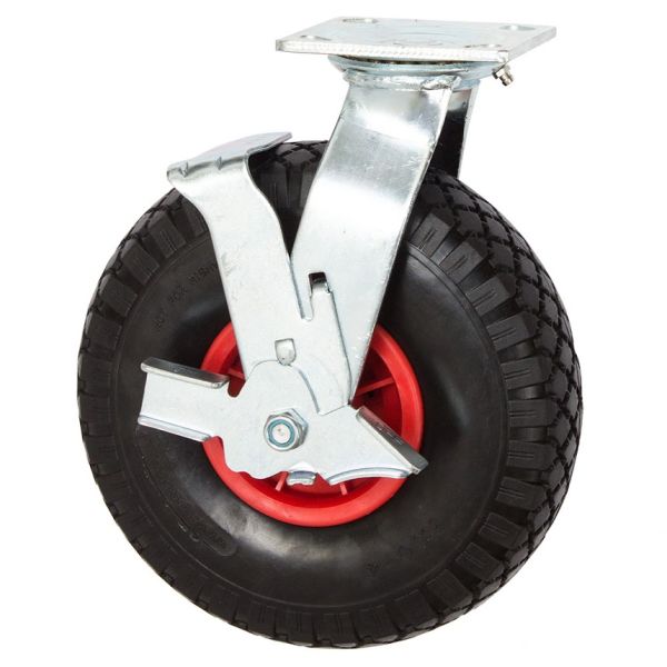 260mm Pneumatic Castor with Brake Puncture Proof Wheel