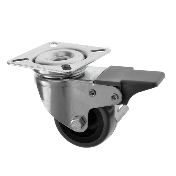 50mm Swivel Braked Castors Grey Rubber Castor Wheel