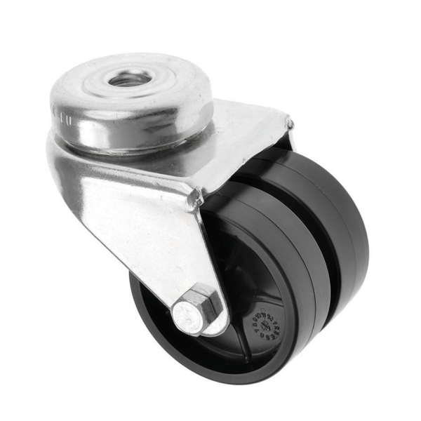 75mm Twin Wheeled Castor with Black Plastic Wheel