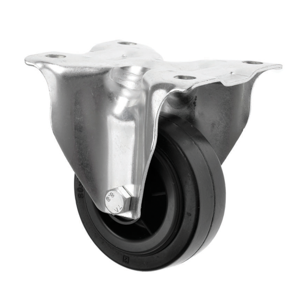 80mm Fixed Castor Black Rubber Wheel