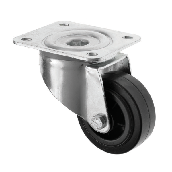 80mm Black Rubber Swivel Castor Wheel 