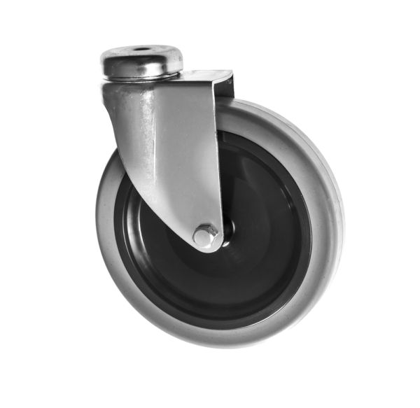 Bolt Hole Castor with 125mm grey rubber wheel