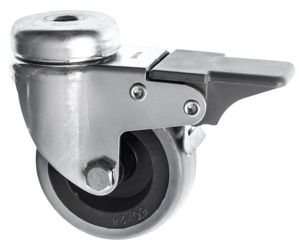 60mm Bolt Hole Castor Grey Rubber Wheel