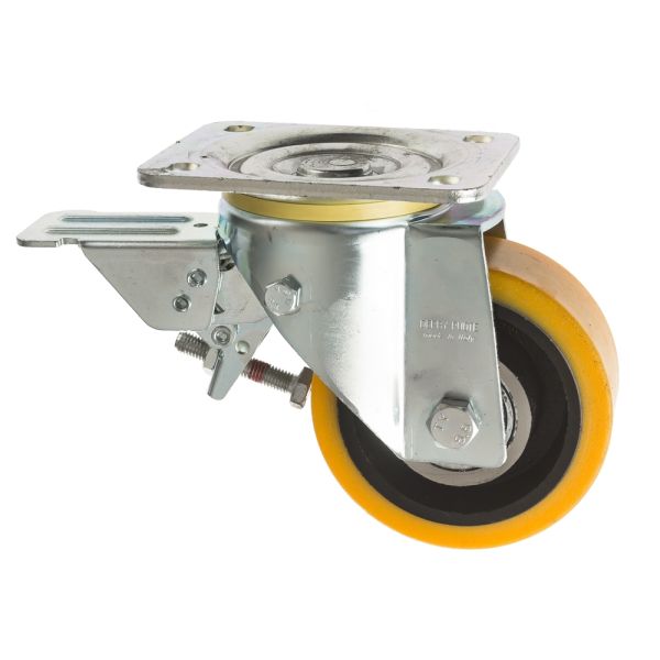 Polyurethane Castor Wheel 160mm - Heavy Duty Castors Leading Brake