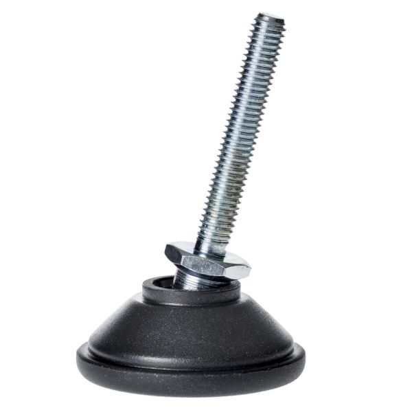 Mild Steel Plated Stud Adjustable Feet 50mm Dia, M10 x 38mm