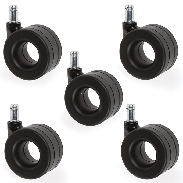 65mm Moebius Black Office Chair Castor with M10 Circlip Set of 5