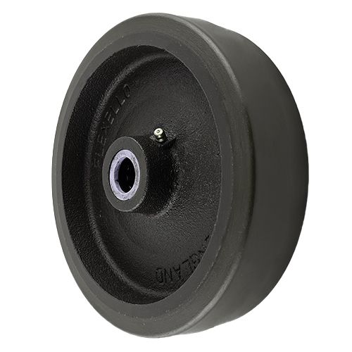 Black Rubber Wheel 200mm Cast Iron 25.4mm Roller Bearing