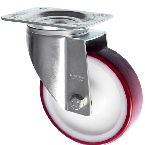 125mm Swivel Castor Red Polyurethane Wheel