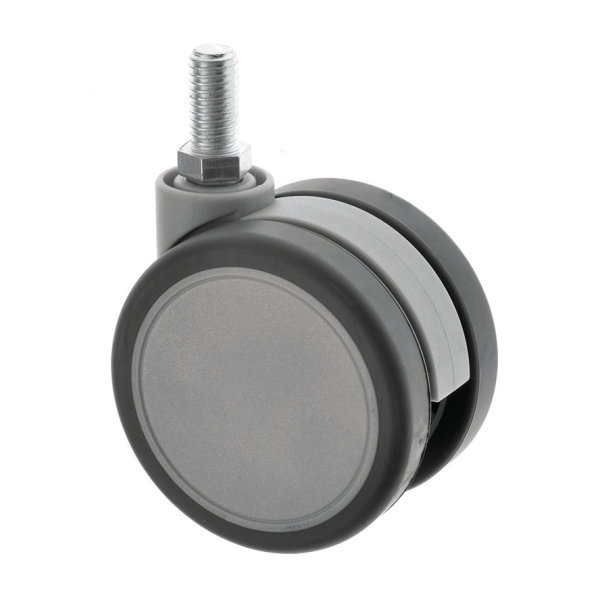65mm Twin Wheel Furniture Castor with M8 Threaded Stem