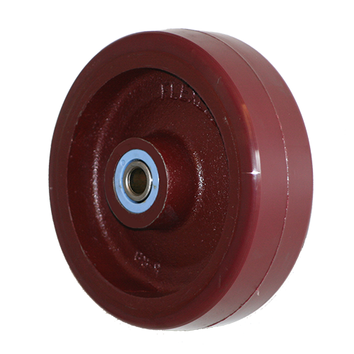 Red Polyurethane Wheel 250mm Cast Iron 31.8mm Taper Roller Bearing