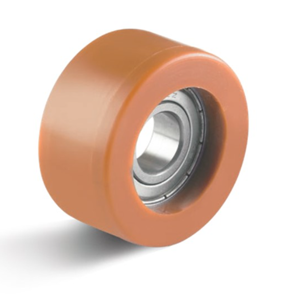 Orange Polyurethane Guide Roller 50mm Diameter 15mm Ball Bearing