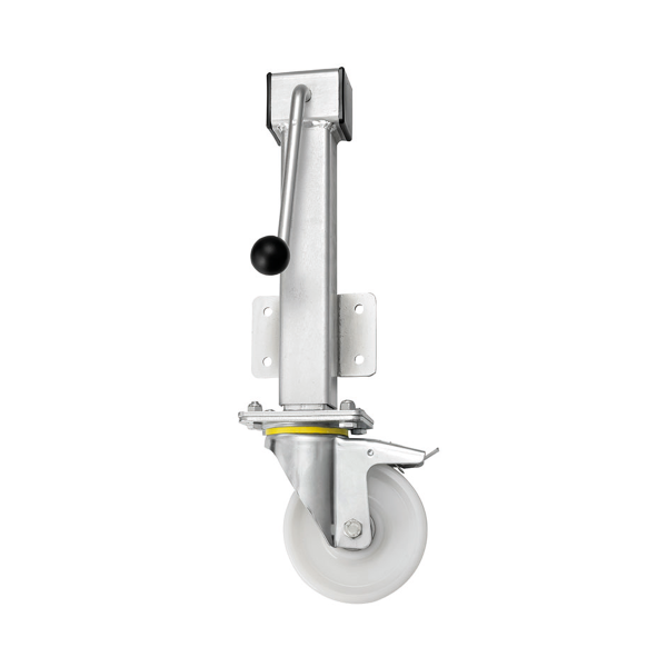 RH 160mm Heavy Duty Jacking Castor with a 200mm lift with a swivel nylon wheel and brake