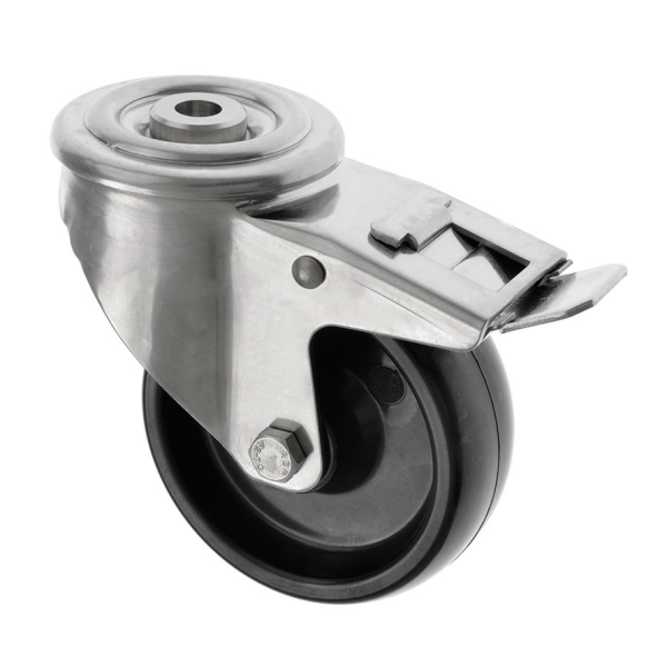 125mm Stainless Steel Braked Bolt Hole Castor High Temperature Wheel