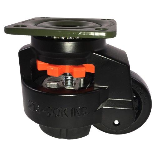 Footmaster Castors 120-132mm 375kg Load Plate Fitting with Handwheel in Black