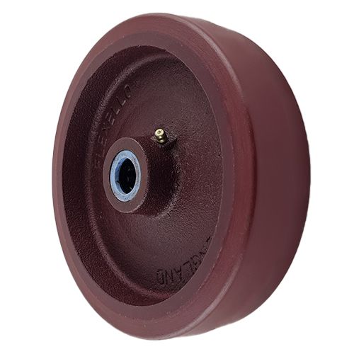 Red Polyurethane Wheel 150mm Cast Iron 20mm Roller Bearing