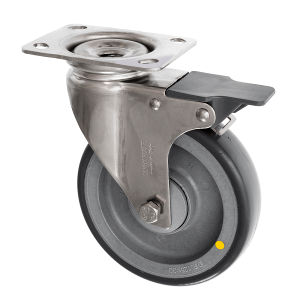 125mm Swivel Stainless Steel Braked Castor