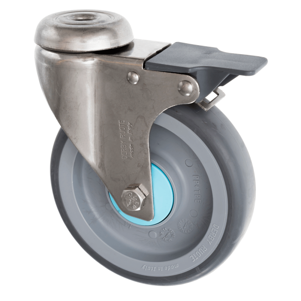 100mm Bolt Hole Thermoplastic Rubber Castors with Brake