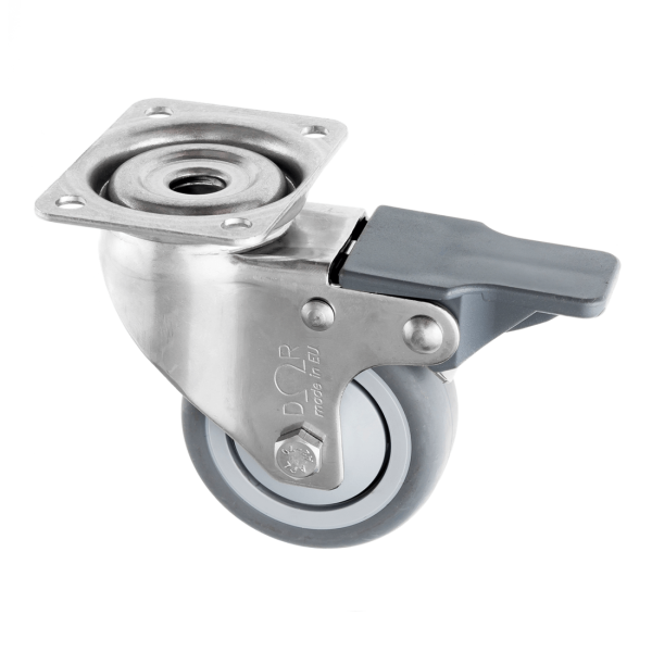 60mm Stainless Steel Castors with Brake Thermoplastic Rubber Wheel