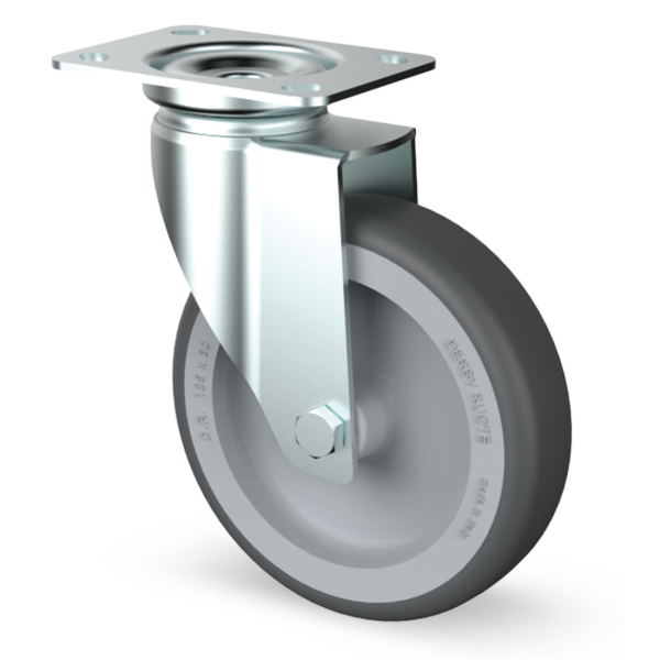 80mm Zinc Plated Swivel Institutional Castor Thermoplastic Rubber Wheel