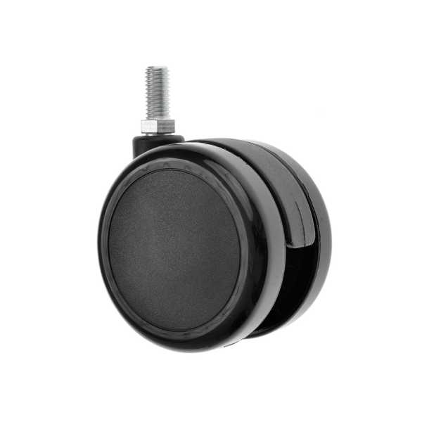 75mm Twin Wheel Castor with Threaded Stem