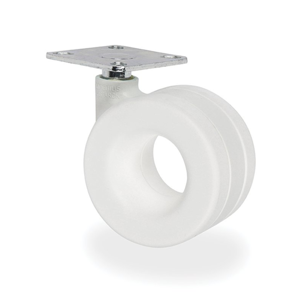 65mm Moebius White Furniture Castor Wheel with Plate