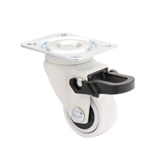 White Furniture Castors 25mm Soft Wheel Swivel Braked Castor 3C-Series 