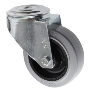 100mm Swivel Bolt Hole Castor Grey Rubber Wheel