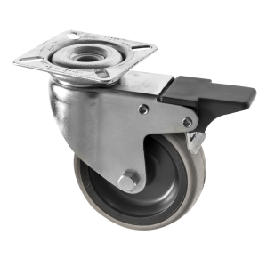75mm Swivel Braked Castors Grey Rubber Wheel