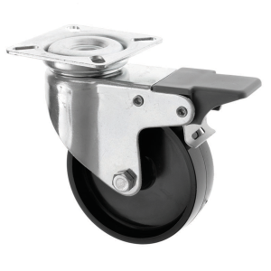 75mm Swivel Plastic Castor with Brake Black Wheel