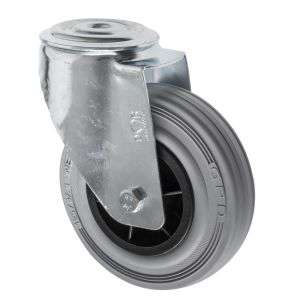 125mm Swivel Bolt Hole Castor Grey Rubber Wheel