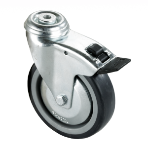 125mm Braked Castors Grey Non Marking Wheel Set of 2 