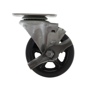 100mm Rubber Tyre Cast Iron Furniture Castor with Brake