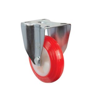 150mm Pressed Steel Fixed Castor with Red Polyamide Wheel