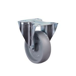 80mm Pressed Steel Fixed Castor with Cast Iron Grey Wheel