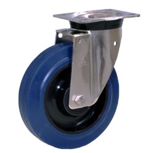 LAG Non Marking Blue Elastic Stainless Steel Swivel Castor 200mm