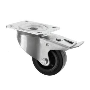 100mm Swivel Braked Castor Black Rubber Wheel