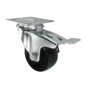 50mm Light Duty Swivel Castor with Brake Black Plastic Wheel