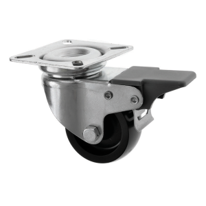 50mm Swivel Plastic Castor with Brake Black Wheel