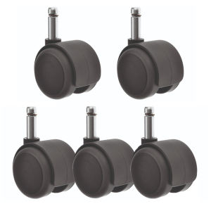 50mm Twin Rubber Wheel Office Chair Castor M11 Circlip Set of 5