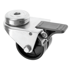 50mm Twin Wheeled Castor with Brake and Black Plastic Wheel