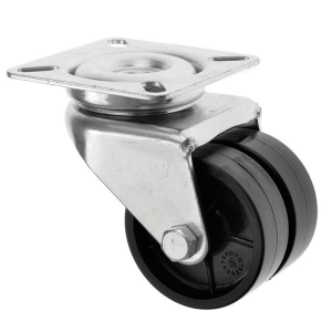 50mm Twin Wheeled Castor with Black Plastic Wheel