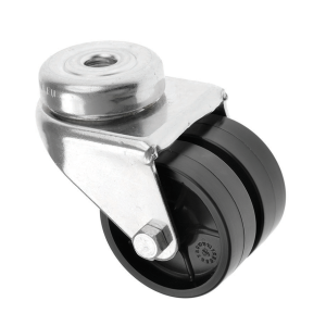 50mm Twin Wheeled Castor with Black Plastic Wheel 