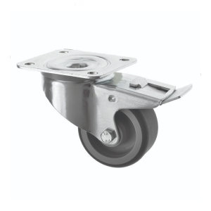 80mm Grey Polyurethane Swivel Castor with Brake 