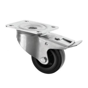 80mm Swivel Braked Castor Black Rubber Wheel