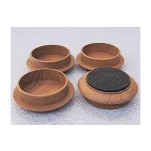 Plastic Non Slip Castor Cups Wood Effect 44mm Set of 4 